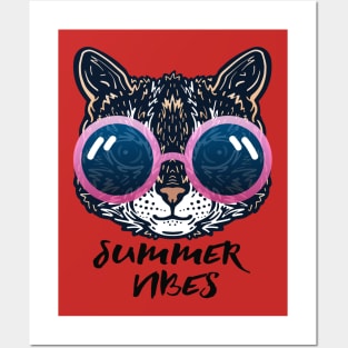 Summer Vibes Kitty Cat Posters and Art